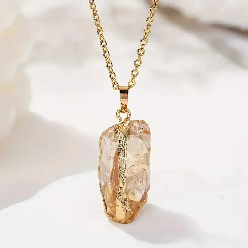 Natural Stone Gilded Pendant - IllumiWaveNatural Stone Gilded Pendant IllumiWave
