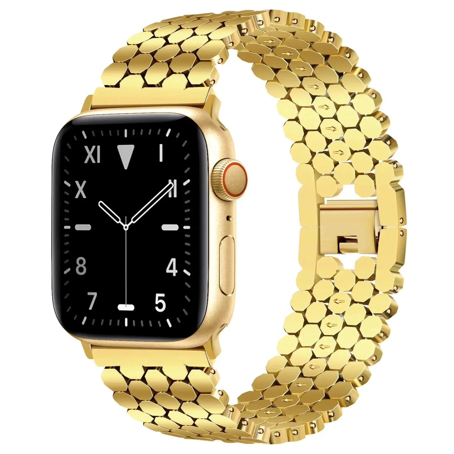 JR.DM Honeycomb Bands Compatible with Apple Watch 38mm 40mm 41mm 42mm 44mm 45mm 46mm for Women, Dressy Gold Silver Luxury Designer Metal Strap Replacement for iWatch Series 10/9/8/7/SE/6/5/4/3/2/1 IllumiWave
