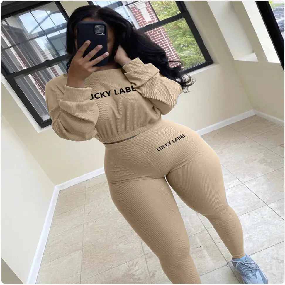 Ribbed Stripe Embroidered Sports Leisure Set IllumiWave