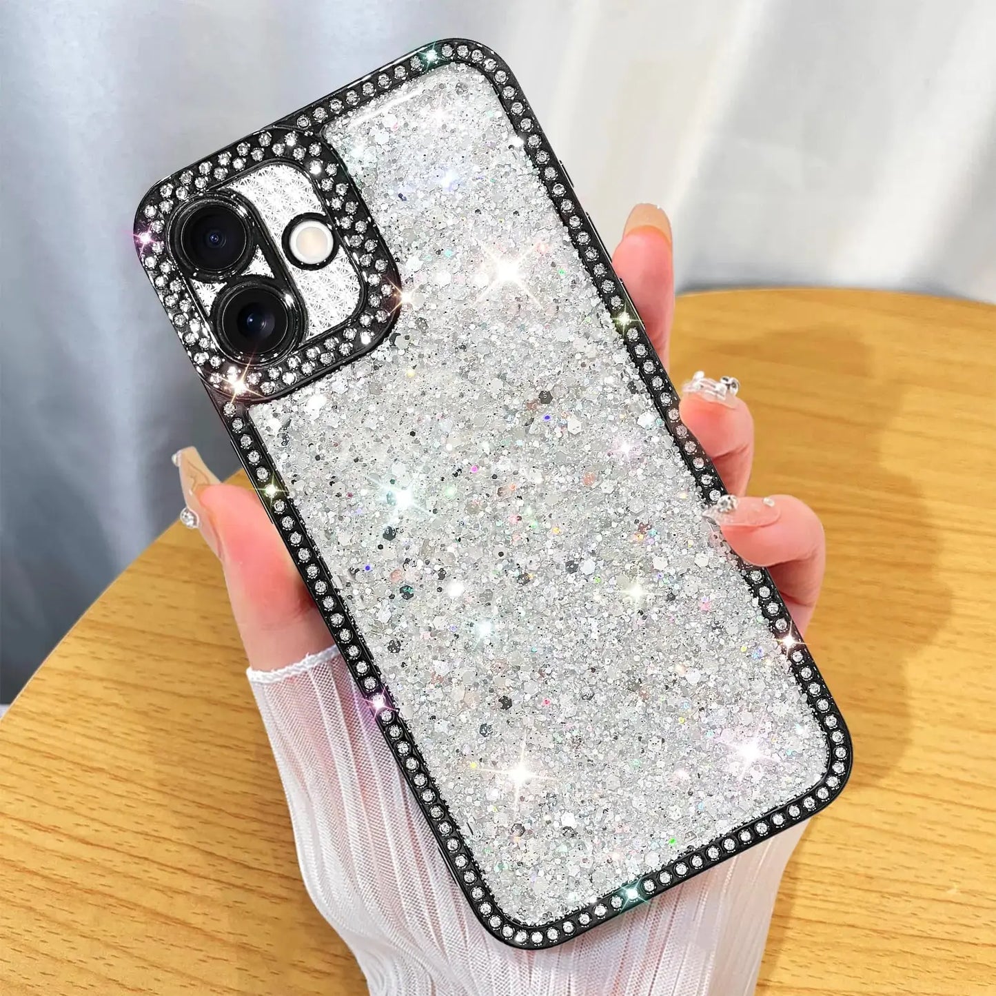 ZIYE Designed for iPhone 15 Pro Max Case Glitter Dimond Bling Cover with Camera Protector Protection Sparkle Luxury Shiny Cute Soft TPU Slim Shockproof Protective Women Girls Phone Case Blue IllumiWave