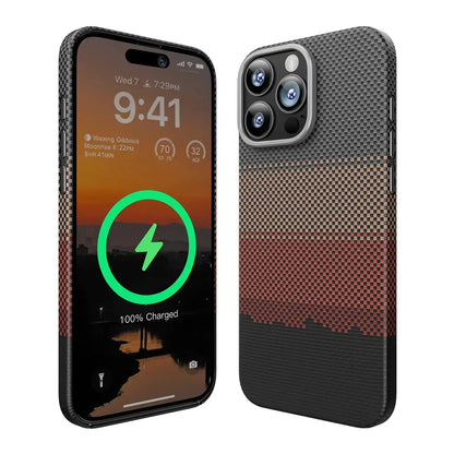 memumi Magnetic Case for iPhone 16 Pro Carbon Fiber, Compatible with Mag-Safe Sturdy Durable Cover for iPhone 16 Pro Aramid Fiber Case with Military Grade Drop Protection Black IllumiWave