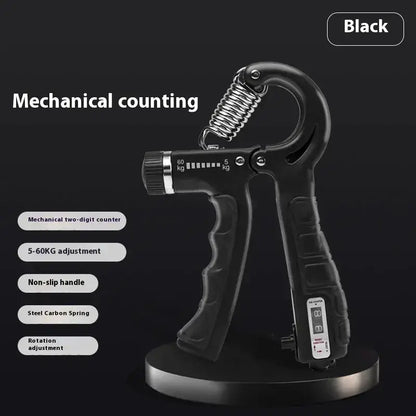 Illumiwave Grip Strengthener - 7 Pack Adjustable Resistance showing adjustable grip trainer with counter and ergonomic handle.