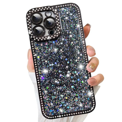 ZIYE Designed for iPhone 15 Pro Max Case Glitter Dimond Bling Cover with Camera Protector Protection Sparkle Luxury Shiny Cute Soft TPU Slim Shockproof Protective Women Girls Phone Case Blue IllumiWave