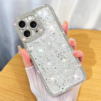 ZIYE Designed for iPhone 15 Pro Max Case Glitter Dimond Bling Cover with Camera Protector Protection Sparkle Luxury Shiny Cute Soft TPU Slim Shockproof Protective Women Girls Phone Case Blue IllumiWave