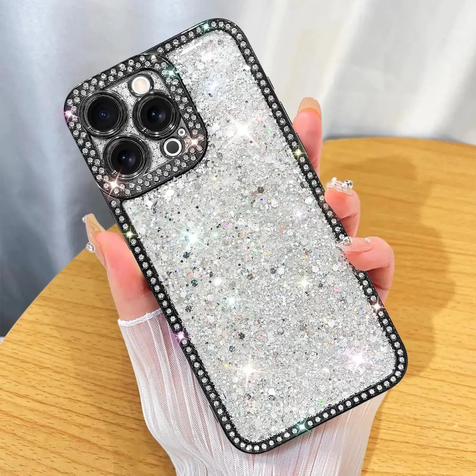 ZIYE Designed for iPhone 15 Pro Max Case Glitter Dimond Bling Cover with Camera Protector Protection Sparkle Luxury Shiny Cute Soft TPU Slim Shockproof Protective Women Girls Phone Case Blue IllumiWave