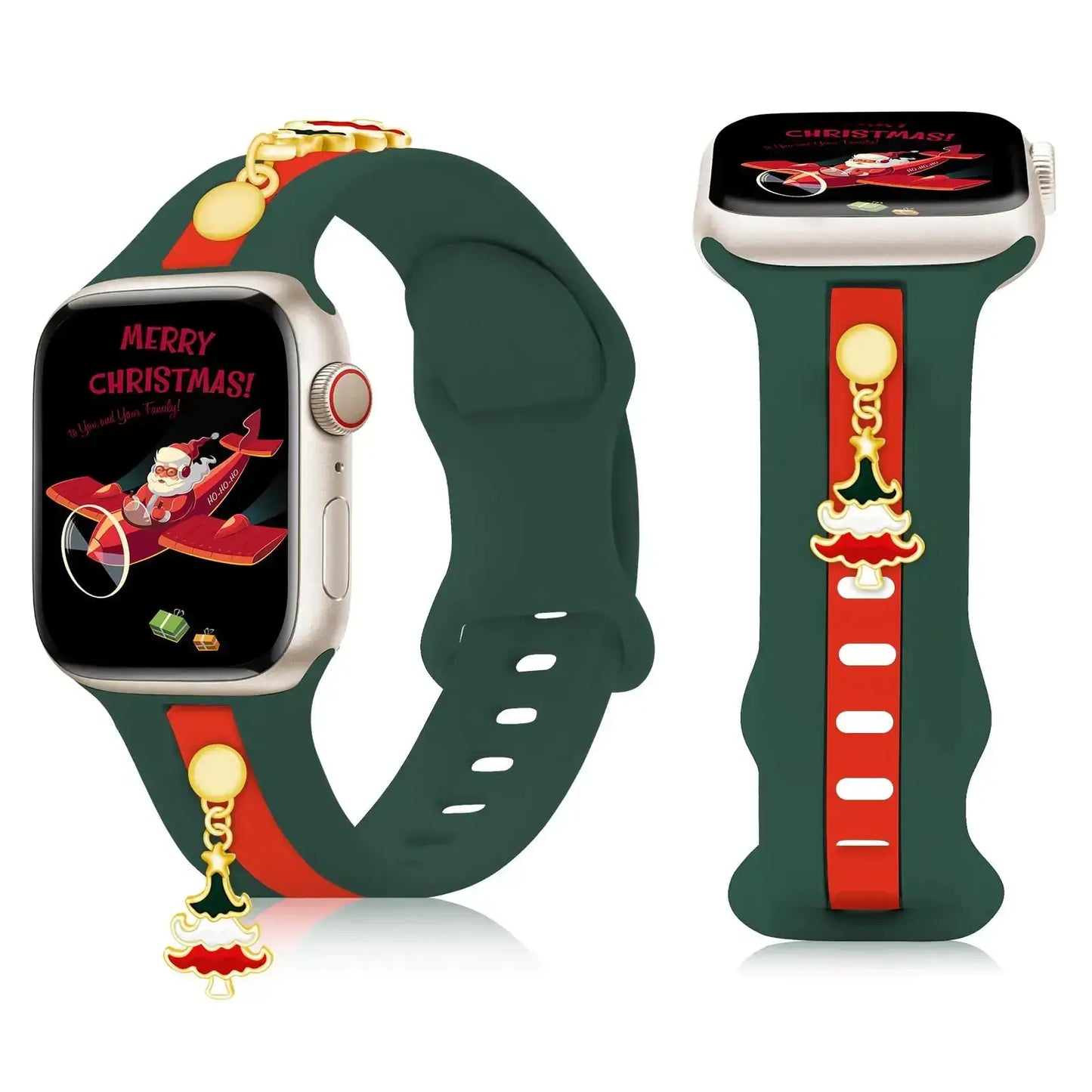 Silicone Strap for Apple Watch Bands 40mm 38mm 41mm, Stylish Bracelet with Gold Honey Bee Charms for iWatch Series 10(42mm) 9 8 7 6 5 4 3 SE, Designer Sport Wristbands for Apple Watch Bands Gray White IllumiWave