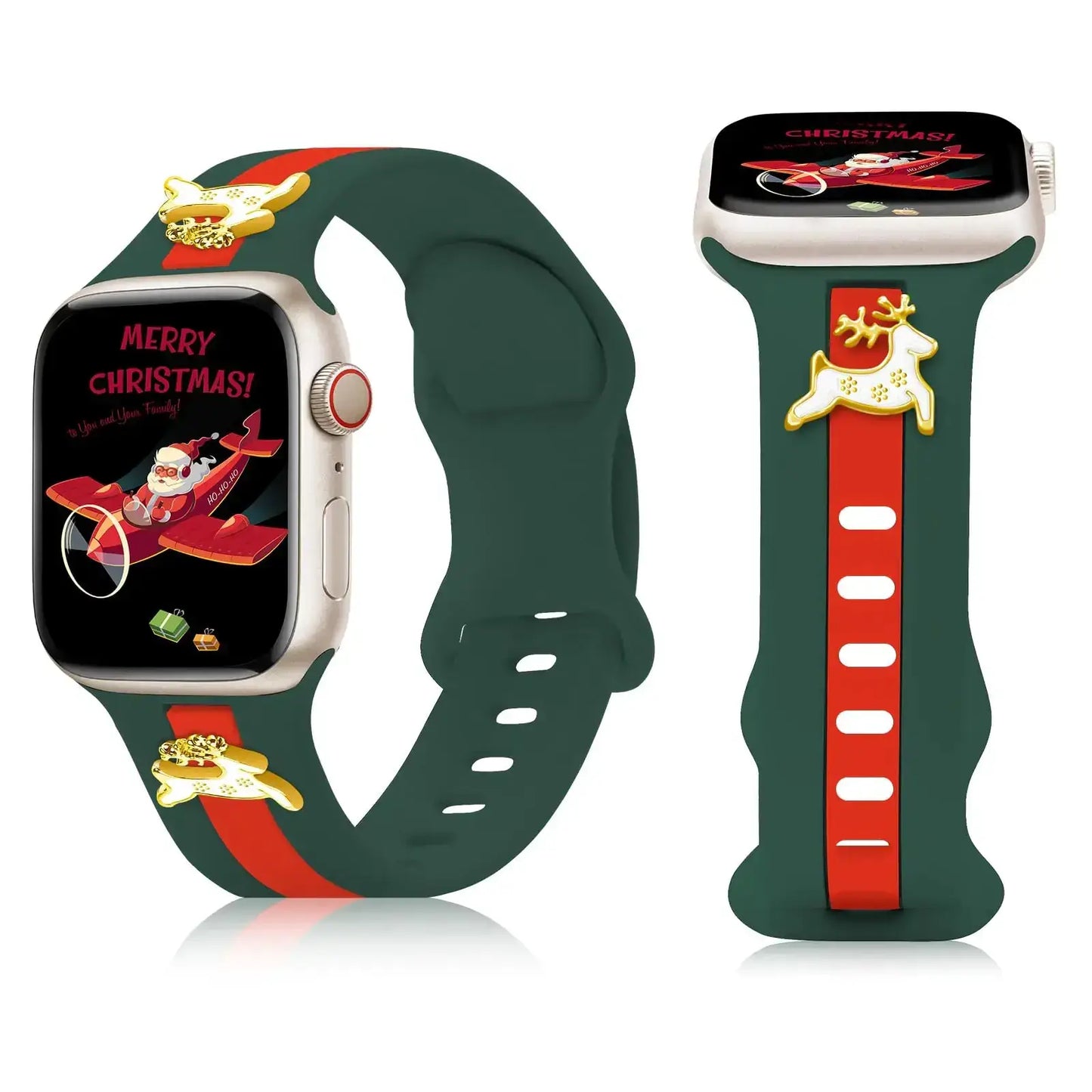 Silicone Strap for Apple Watch Bands 40mm 38mm 41mm, Stylish Bracelet with Gold Honey Bee Charms for iWatch Series 10(42mm) 9 8 7 6 5 4 3 SE, Designer Sport Wristbands for Apple Watch Bands Gray White IllumiWave