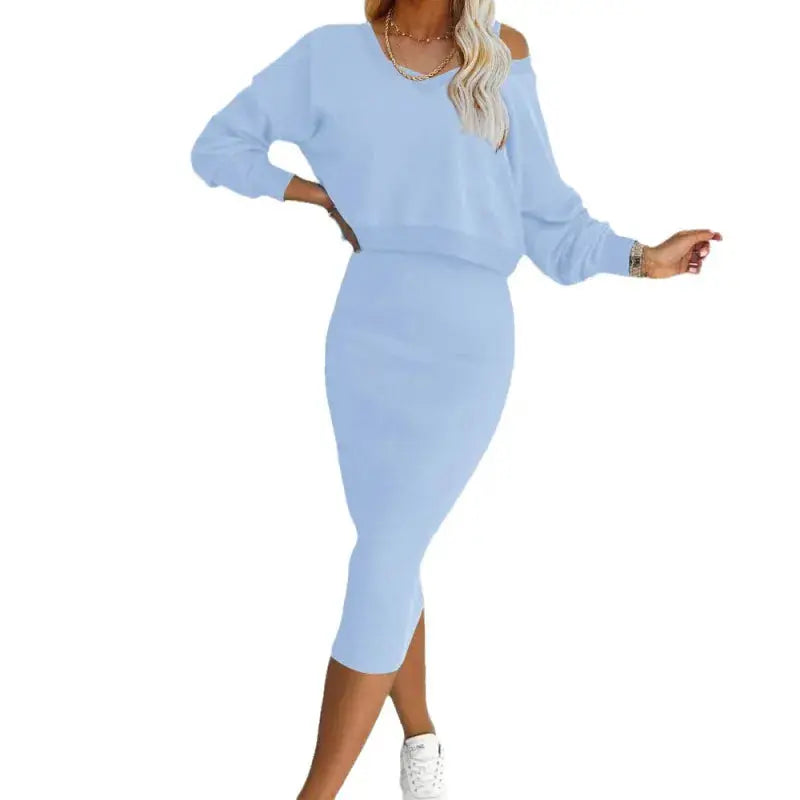 Stylish Women's V-Neck Set - Illumiwave 2025 CollectionSpring Autumn Women's V-Neck Vest & Skirt Set IllumiWave