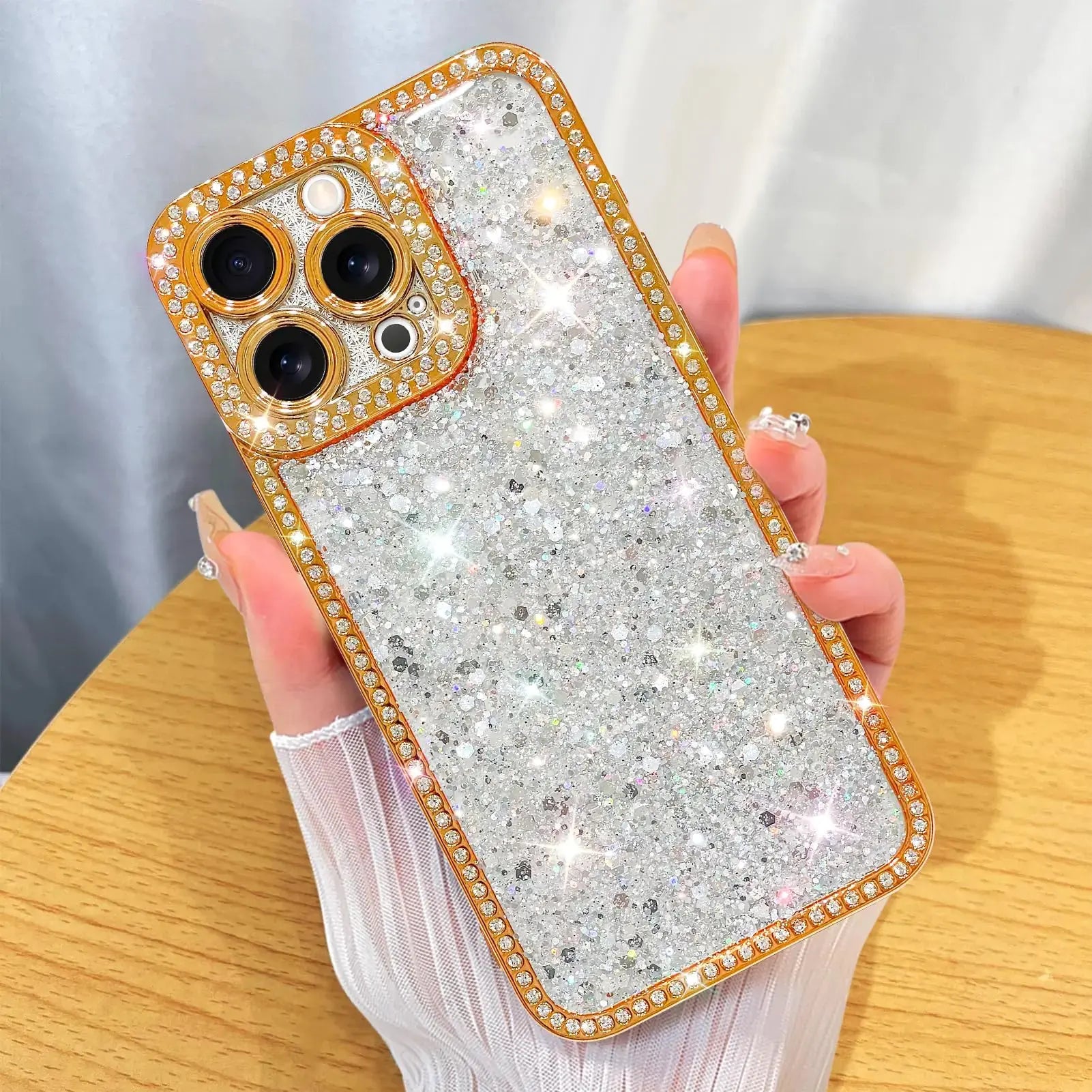ZIYE Designed for iPhone 15 Pro Max Case Glitter Dimond Bling Cover with Camera Protector Protection Sparkle Luxury Shiny Cute Soft TPU Slim Shockproof Protective Women Girls Phone Case Blue IllumiWave