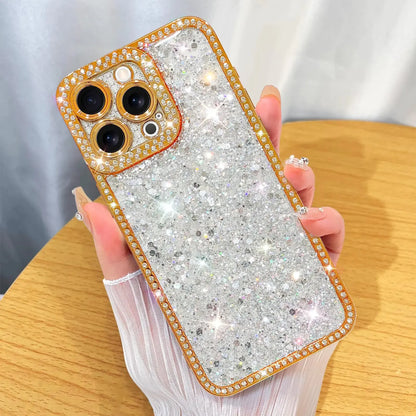 ZIYE Designed for iPhone 15 Pro Max Case Glitter Dimond Bling Cover with Camera Protector Protection Sparkle Luxury Shiny Cute Soft TPU Slim Shockproof Protective Women Girls Phone Case Blue IllumiWave