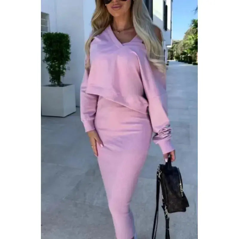 Stylish Women's V-Neck Set - Illumiwave 2025 CollectionSpring Autumn Women's V-Neck Vest & Skirt Set IllumiWave