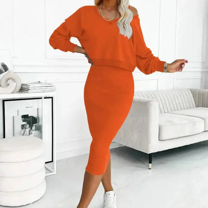 Stylish Women's V-Neck Set - Illumiwave 2025 CollectionSpring Autumn Women's V-Neck Vest & Skirt Set IllumiWave