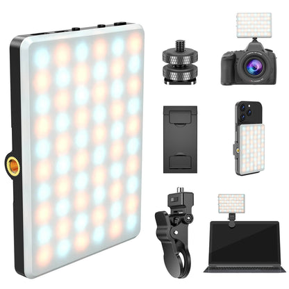 Illumiwave Portable Selfie Light with Front & Back Clip and accessories for enhanced photography and video.