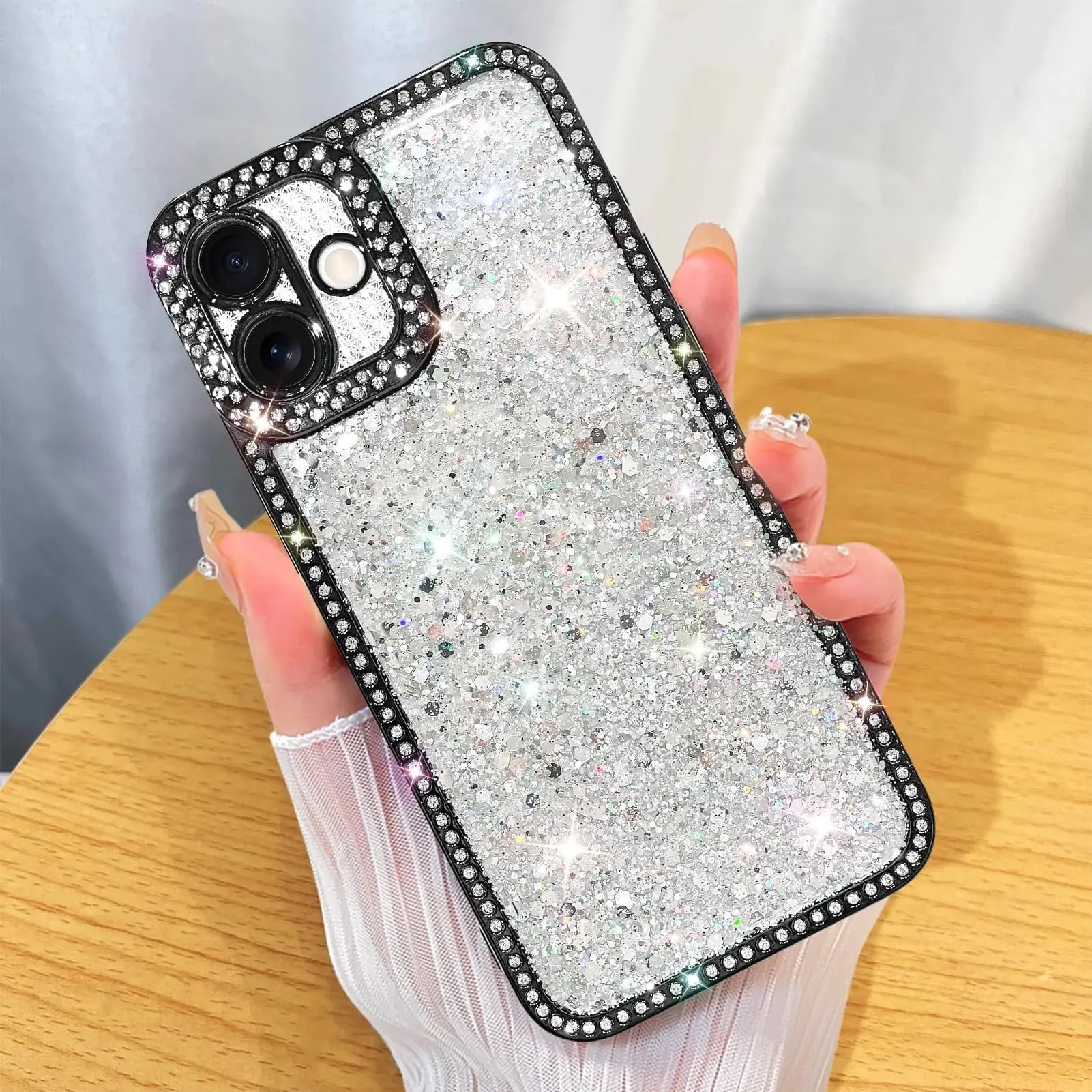 ZIYE Designed for iPhone 15 Pro Max Case Glitter Dimond Bling Cover with Camera Protector Protection Sparkle Luxury Shiny Cute Soft TPU Slim Shockproof Protective Women Girls Phone Case Blue IllumiWave