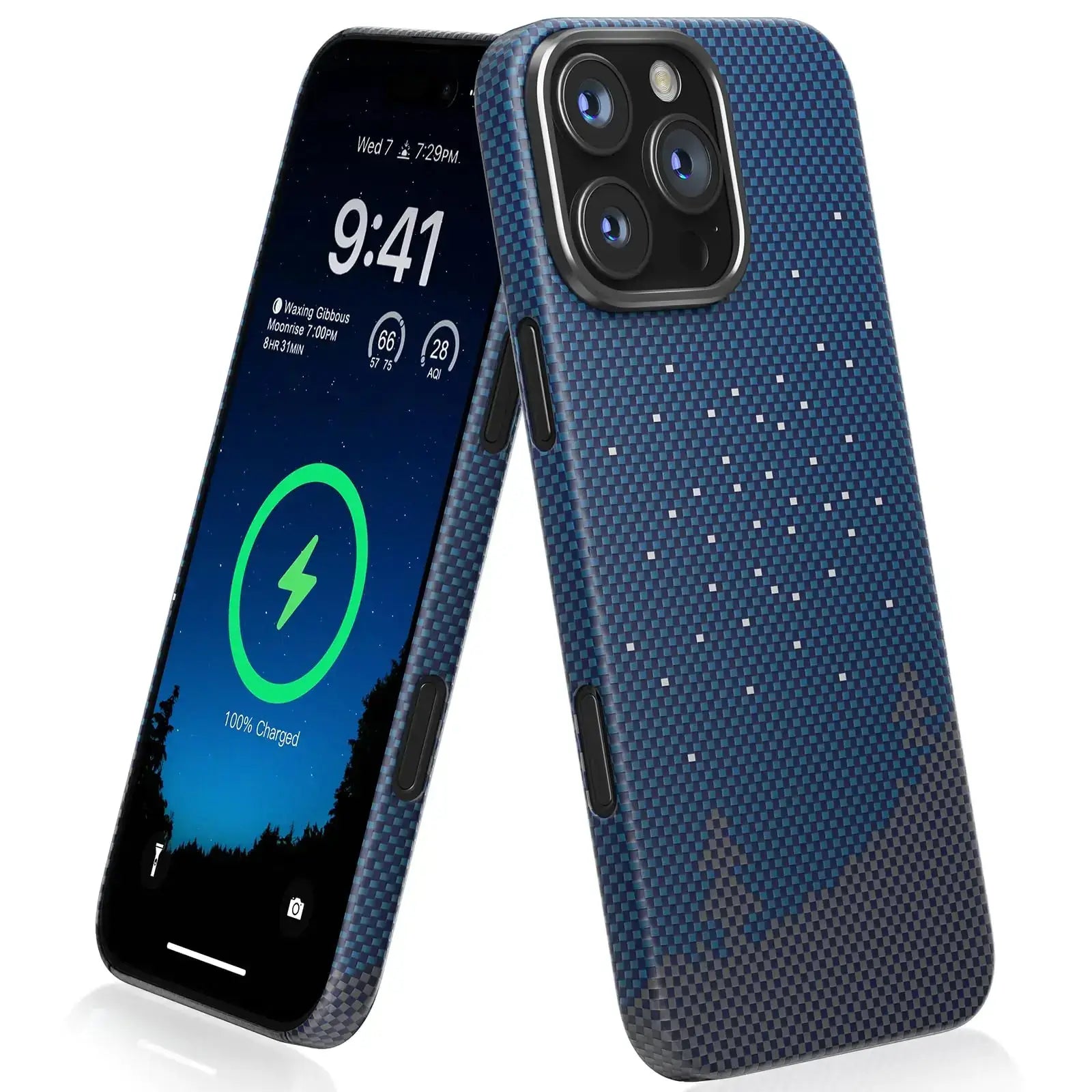 memumi Magnetic Case for iPhone 16 Pro Carbon Fiber, Compatible with Mag-Safe Sturdy Durable Cover for iPhone 16 Pro Aramid Fiber Case with Military Grade Drop Protection Black IllumiWave