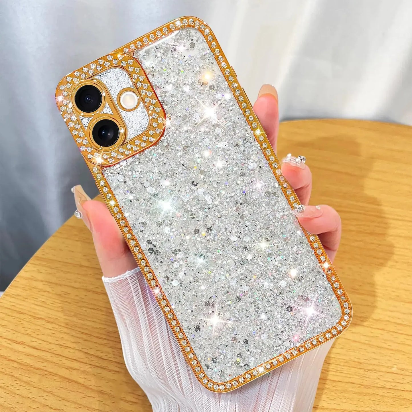 ZIYE Designed for iPhone 15 Pro Max Case Glitter Dimond Bling Cover with Camera Protector Protection Sparkle Luxury Shiny Cute Soft TPU Slim Shockproof Protective Women Girls Phone Case Blue IllumiWave