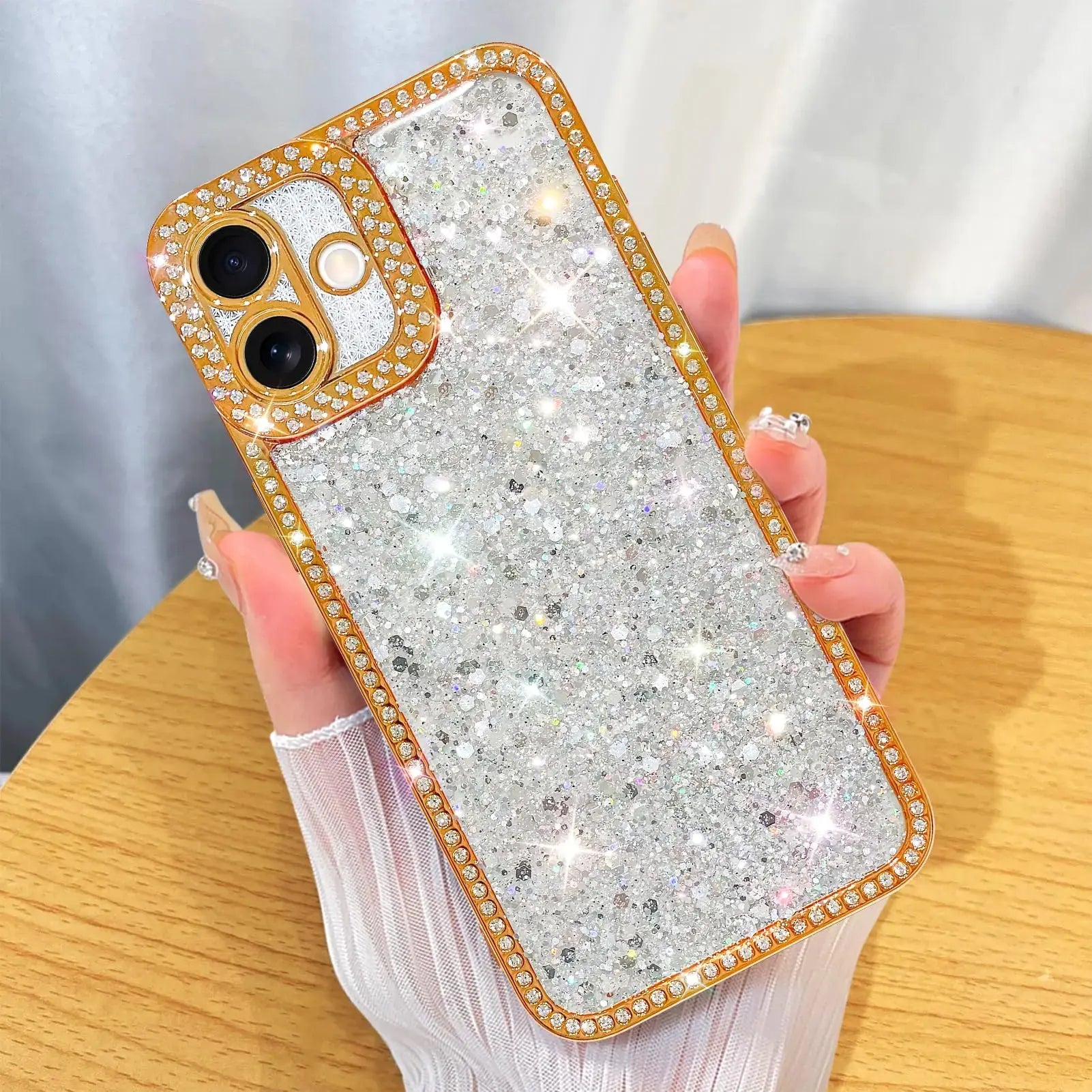 ZIYE Designed for iPhone 15 Pro Max Case Glitter Dimond Bling Cover with Camera Protector Protection Sparkle Luxury Shiny Cute Soft TPU Slim Shockproof Protective Women Girls Phone Case Blue IllumiWave